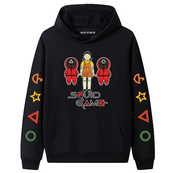 Black Squid Game Fleece Casual Pullover Hoodie Tops Unisex PBQY20201125-7