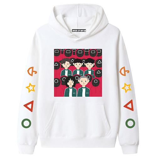 White Squid Game Fleece Casual Pullover Hoodie Tops Unisex PBQY20201125-6