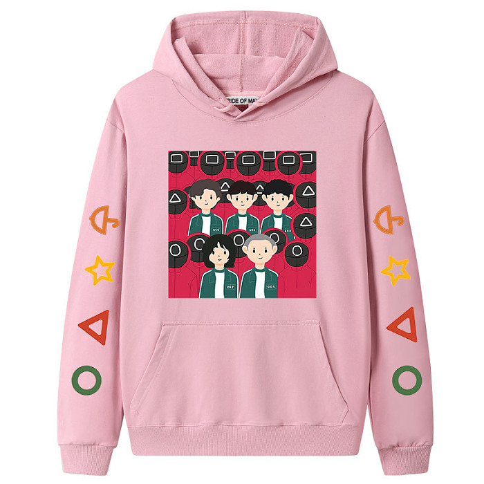 Pink Squid Game Fleece Casual Pullover Hoodie Tops Unisex PBQY20201125-5
