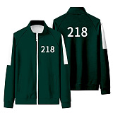 Squid Game Sport Stand Collar Long Sleeve Zipper Fleece Coat HFW01-4