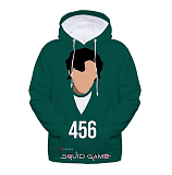 Squid Game Digital Printing Pullover Hooded Fleece Long Sleeve Casual Baseball Uniform Unisex HQS01