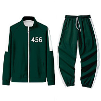 Squid Game Sport Stand Collar Long Sleeve Zipper Fleece Pants Sets HFW01-5