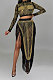 Golden Women Long Sleeve Round Collar Hot Drilling Sexy Side High Split Tassel Skirts Sets CCY9327-3