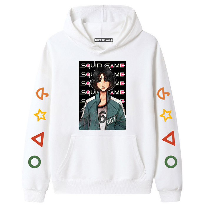 White Squid Game Fleece Casual Pullover Hoodie Tops Unisex PBQY20201125-6