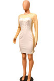 Black Women Sexy Bling Bling Hip Perspectivity Pullover Mid Waist Mini Dress CCY9325-2