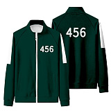 Squid Game Sport Stand Collar Long Sleeve Zipper Fleece Coat HFW01-4