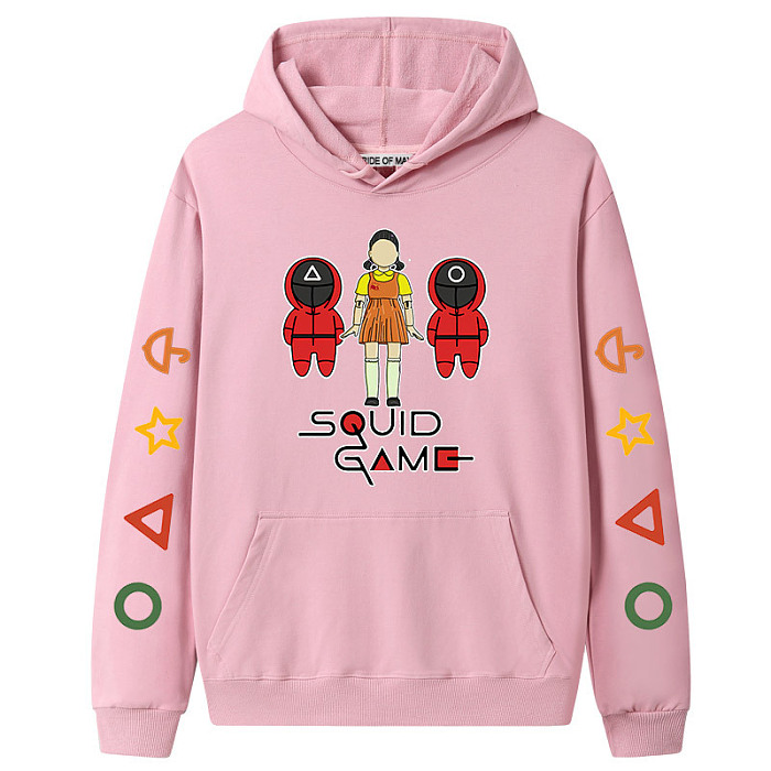 Pink Squid Game Fleece Casual Pullover Hoodie Tops Unisex PBQY20201125-5