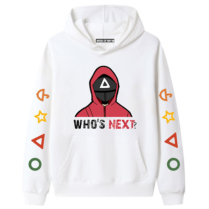White Squid Game Fleece Casual Pullover Hoodie Tops Unisex PBQY20201125-6