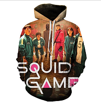 Squid Game Digital Printing Pullover Hooded Fleece Long Sleeve Casual Baseball Uniform Unisex HQS01