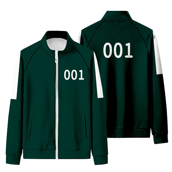 Squid Game Sport Stand Collar Long Sleeve Zipper Fleece Coat HFW01-4