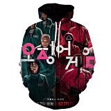 Squid Game Digital Printing Pullover Hooded Fleece Long Sleeve Casual Baseball Uniform Unisex HQS01