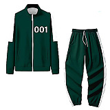 Squid Game Sport Stand Collar Long Sleeve Zipper Fleece Pants Sets HFW01-5