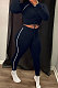 Black Modest Shirred Detail Side Stripe Long Sleeve Dew Waist Tops Pencil Pants Slim Fitting Sets YYF8257-4
