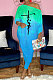Blue Tie Dye Design Printing Long Sleeve Oblique Shoulder Tops Skinny Pants Casual Sets YNS1680-2