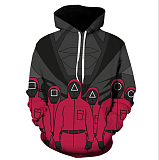 Squid Game Digital Printing Pullover Hooded Fleece Long Sleeve Casual Baseball Uniform Unisex HQS01
