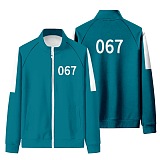 Squid Game Sport Stand Collar Long Sleeve Zipper Fleece Coat HFW01-1
