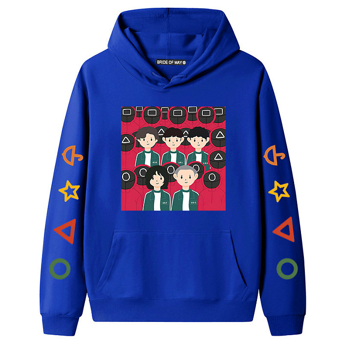 Blue Squid Game Fleece Casual Pullover Hoodie Tops Unisex PBQY20201125-3