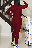 Blue Simple New Fish-Scale Pattern Long Sleeve Zipper Hoodie Skinny Pants Yoga Solid Color Sets ZMM9135-1