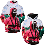 Squid Game Digital Printing Pullover Hooded Fleece Long Sleeve Casual Baseball Uniform Unisex HQS01