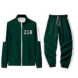 Squid Game Sport Stand Collar Long Sleeve Zipper Fleece Pants Sets HFW01-5
