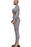 Yellow Women Batwing Sleeve Pure Color Long Sleeve Crop Ruffle Pants Sets LD8768-2