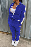Yellow Wholesale Velvet Side White Stripe Cardigan Zip Front Jacket Coat Trousers Sport Sets BM7235-4