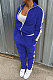 Blue Wholesale Velvet Side White Stripe Cardigan Zip Front Jacket Coat Trousers Sport Sets BM7235-3