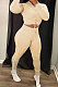 Kahki Modest Shirred Detail Side Stripe Long Sleeve Dew Waist Tops Pencil Pants Slim Fitting Sets YYF8257-2