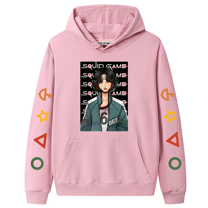 Pink Squid Game Fleece Casual Pullover Hoodie Tops Unisex PBQY20201125-5
