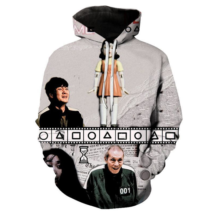 Squid Game Digital Printing Pullover Hooded Fleece Long Sleeve Casual Baseball Uniform Unisex HQS01