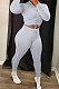 Grey Modest Shirred Detail Side Stripe Long Sleeve Dew Waist Tops Pencil Pants Slim Fitting Sets YYF8257-5