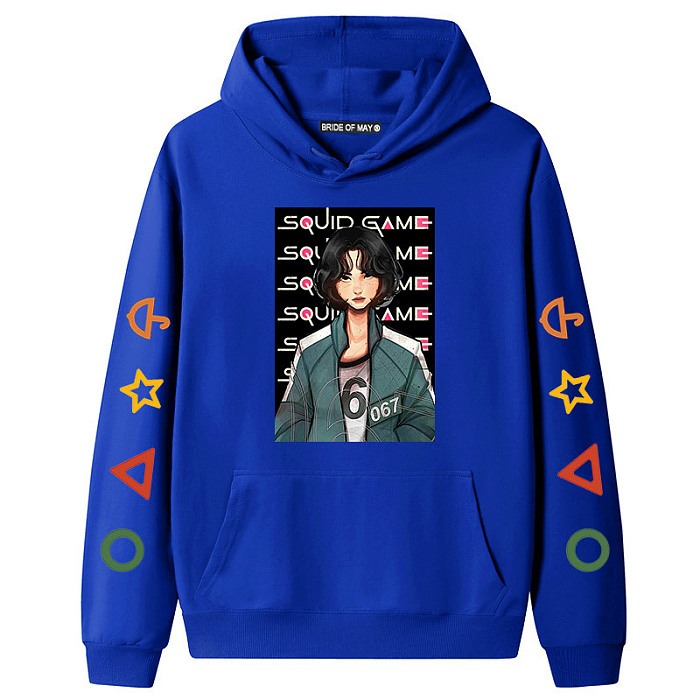 Blue Squid Game Fleece Casual Pullover Hoodie Tops Unisex PBQY20201125-3
