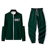 Squid Game Sport Stand Collar Long Sleeve Zipper Fleece Pants Sets HFW01-5