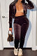 Coffee Winter Women's Velvet  Long Sleeve Zipper Cardigan Hoodie Pencil Pants Sports Sets ZMM9137-1