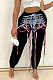 Wine Red Modest Multicolor Eyelet Strining Times Pants BM7233-4