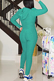 Blue Simple New Fish-Scale Pattern Long Sleeve Zipper Hoodie Skinny Pants Yoga Solid Color Sets ZMM9135-1