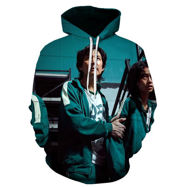 Squid Game Digital Printing Pullover Hooded Fleece Long Sleeve Casual Baseball Uniform Unisex HQS01
