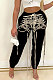 Grey Modest Multicolor Eyelet Strining Times Pants BM7233-1
