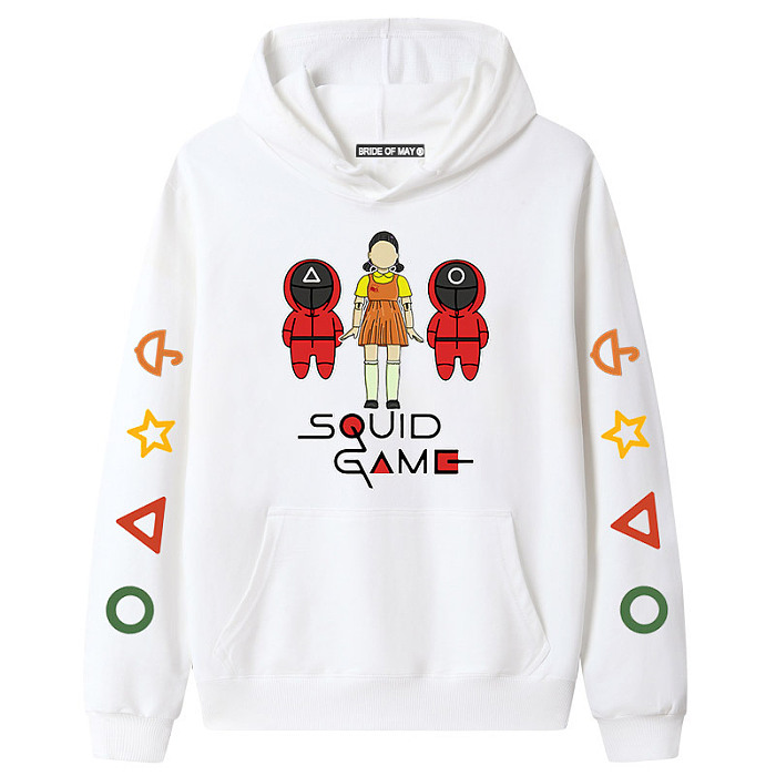 White Squid Game Fleece Casual Pullover Hoodie Tops Unisex PBQY20201125-6