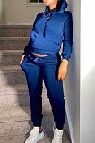 Pink Autumn Winter New Velvet Long Sleeve Hoodie Trousers Plain Color Sports Sets LML274-9