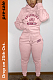 Women's Printed Hoodie Top & Jogger Pants Set in Pink