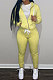 SUPER WHOLESALE | Yellow Wholesale Sports Women Long Sleeve Zipper Hoodie Bodycon Pants Solid Color Sets LML273-4