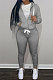 SUPER WHOLESALE | Grey Wholesale Sports Women Long Sleeve Zipper Hoodie Bodycon Pants Solid Color Sets LML273-3