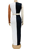 Green Sexy Matching Color Long Sleeve Deep V Collar With Beltband Slim Fitting Long Dress LY048-1