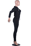 SUPER WHOLESALE | Coffee Wholesale Sports Women Long Sleeve Zipper Hoodie Bodycon Pants Solid Color Sets LML273-2