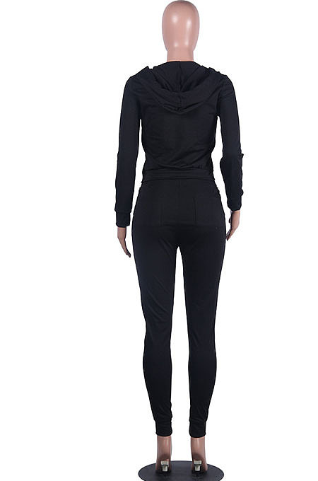 SUPER WHOLESALE | Coffee Wholesale Sports Women Long Sleeve Zipper Hoodie Bodycon Pants Solid Color Sets LML273-2