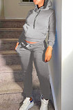 Pink Autumn Winter New Velvet Long Sleeve Hoodie Trousers Plain Color Sports Sets LML274-9