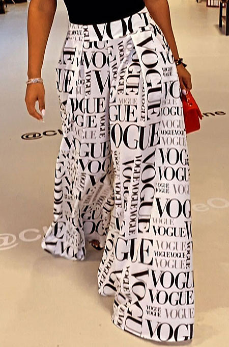 Casual Fashion Print High Waist Wide-Legged Pants SDE3109-1