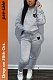 Women's Heart Printed Hoodie Top & Jogger Pants Set in Gray