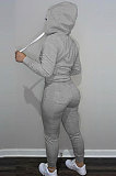SUPER WHOLESALE | Black Wholesale Sports Women Long Sleeve Zipper Hoodie Bodycon Pants Solid Color Sets LML273-1